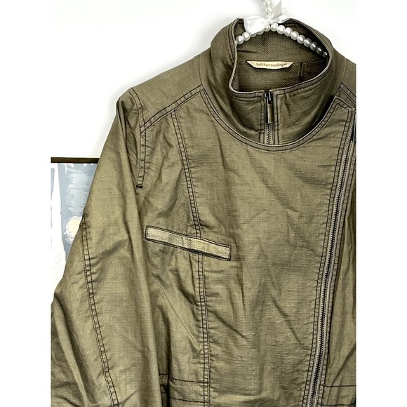 Soft Surroundings Cotton/Linen Green Moto Jacket SZ S - Picture 2 of 10